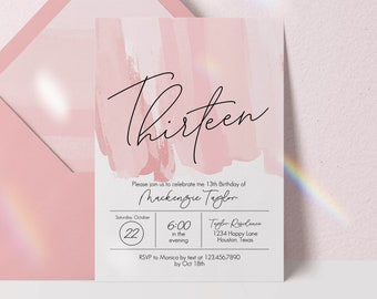 13th birthday invitation teen girl birthday invitation birthday invitation teen girl teen birthday invitation thirteenth birthday invite