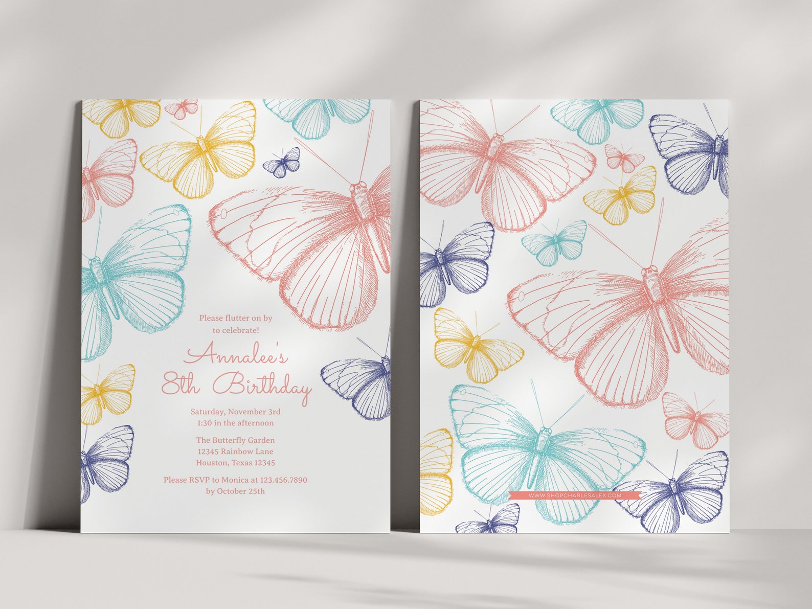 Printable Butterfly Party Invitation, Butterfly Birthday Invitation ...