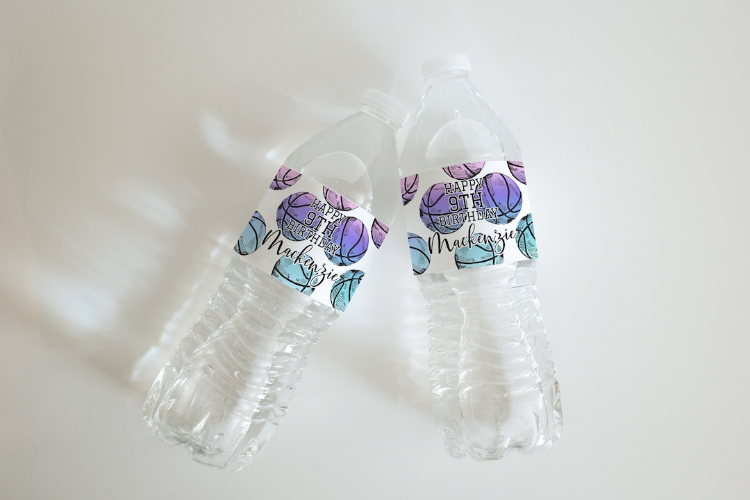 Editable Basketball Water Bottle Labels, Basketball Birthday Bottle ...