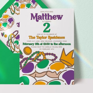 Editable Mardi Gras Invitation Mardi Gras Birthday Invitation King Cake Mardi Gras Party Mardi Gras Digital Invite Instant Download