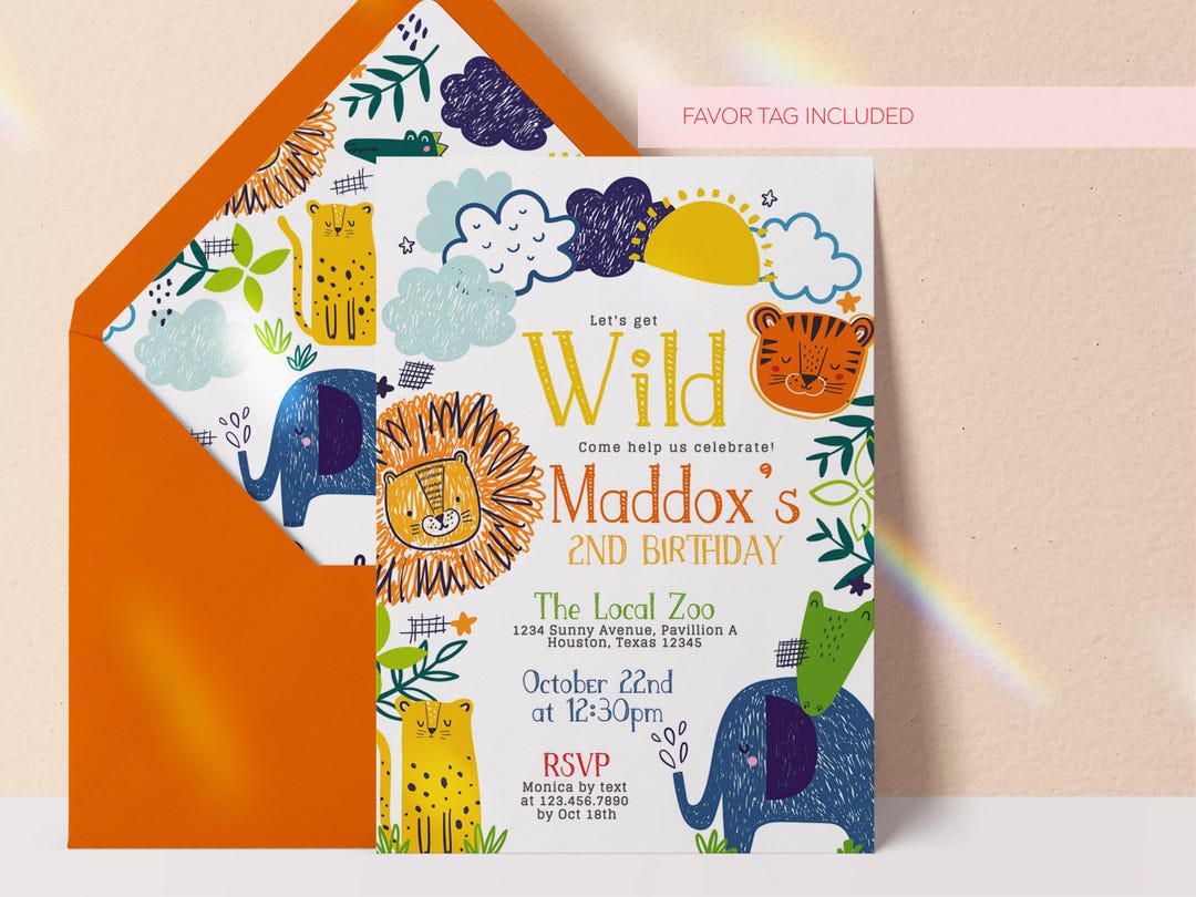 Zoo Birthday Editable Invitation Animals Birthday Invite Template ...