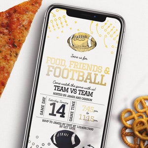 Textable Football Watch Party Invitation Tailgate Watch Phone Invitation Football Game Invite Digital Download Football Editable - B&Y
