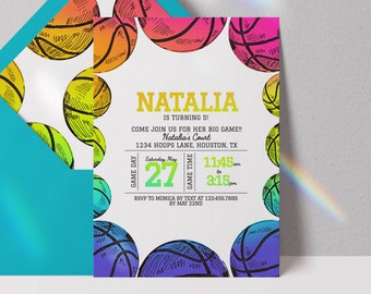 editable basketball invitation, girl basketball birthday invitation, basketball birthday invite, basketball digital download invitation