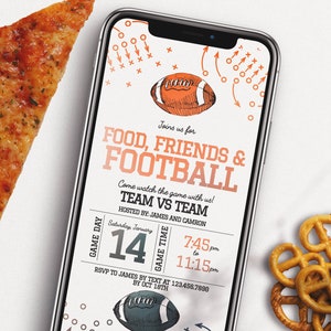 Textable Football Watch Party Invitation Tailgate Watch Phone Invitation Football Game Invite Digital Download Football Editable - O&B