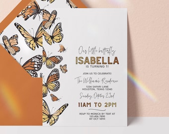 editable monarch butterfly party invitation, monarch butterfly birthday invitation, monarch butterfly invitation, printable birthday invite