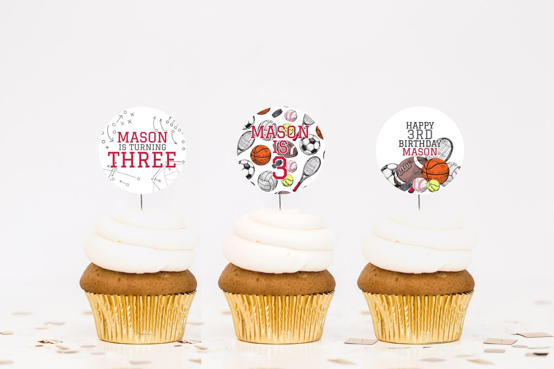 Editable Sports Cupcake Toppers, Sports Birthday Toppers, Allstar ...