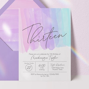 13th birthday invitation teen girl birthday invitation birthday invitation teen girl teen birthday invitation thirteenth birthday invite