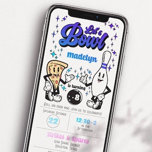 textable bowling party invitation bowling birthday party phone invite bowling birthday text invite girls bowling party digital download