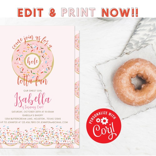Donut Invitation Instant Download Donut Party Printable - Etsy