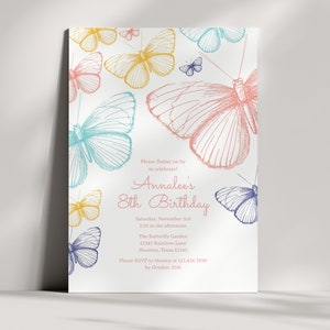 Printable Butterfly Party Invitation, Butterfly Birthday Invitation ...