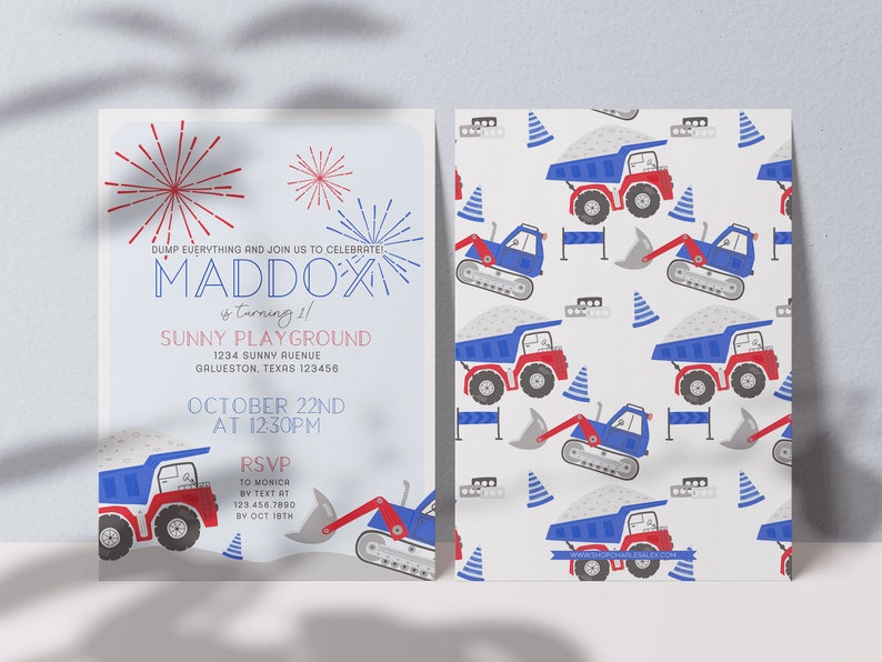 editable construction food tent, 4th of July construction birthday food tag, dump truck birthday food label, construction food label image 6
