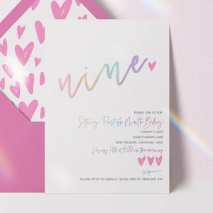 9th Birthday Invitation Young Girls Birthday Invite Birthday Invitation Nine Year Old Girl Birthday Invite Pastel Ninth Birthday Invite Girl