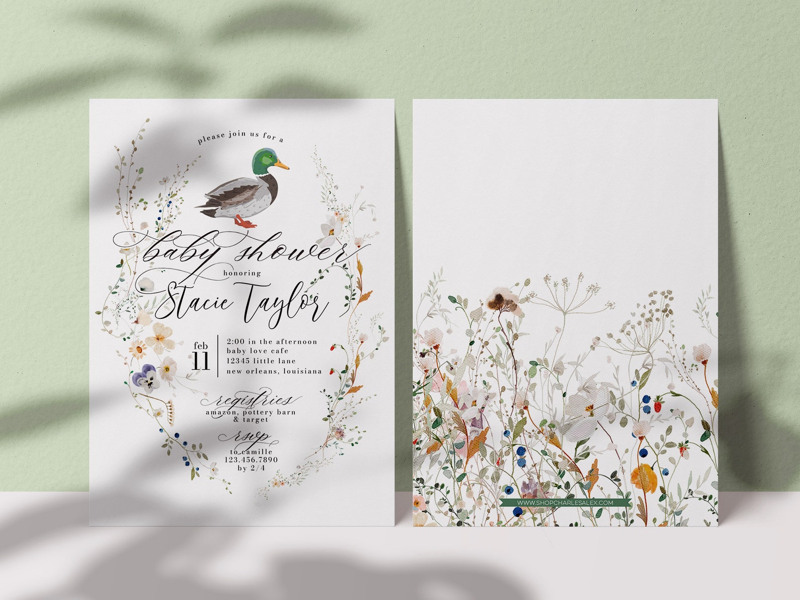 Editable Mallard Duck Baby Shower Invitation Mallard Duck Etsy