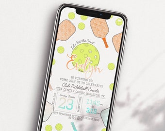 Editable Textable Pickleball Birthday Invitation, Pickle Ball Theme Birthday Phone Invitation, Pickleball Invite Digital Download