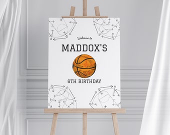 editable basketball welcome sign, basketball birthday sign, basketball birthday party, basketball digital download sign, game time sign