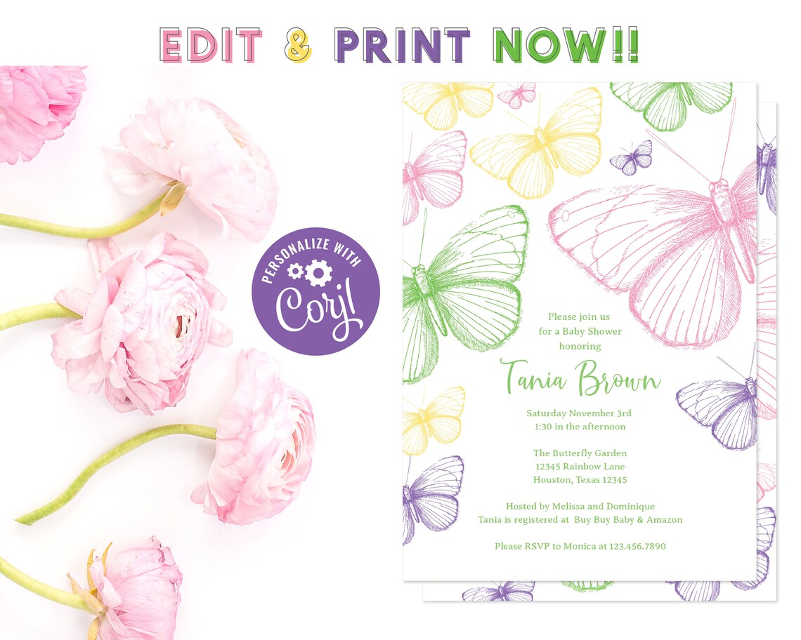 Printable Butterfly Party Invitation Butterfly Birthday - Etsy
