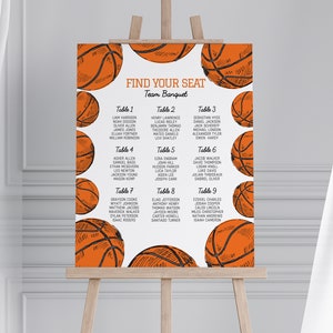 Editable Basketball Seating Chart Sign Basketball Banquet Seating Chart Poster Basketball Party Decor Basketball Digital Download Template