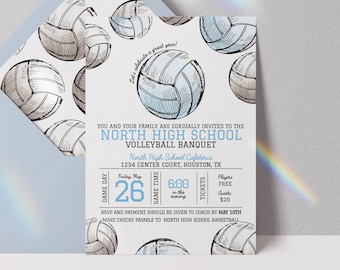 editable volleyball banquet invitation, volleyball banquet flyer, end of the season volleyball banquet, volleyball season end party