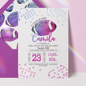 Editable Football Invitation for Girl Football Birthday Invitation Football Birthday Invite Football Digital Download Invite for Sporty Girl