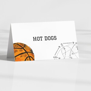 tente de nourriture de basket-ball modifiable, étiquette de nourriture d'anniversaire de basket-ball, étiquette de nourriture d'anniversaire de basket-ball, étiquette de nourriture de téléchargement numérique de basket-ball, tente
