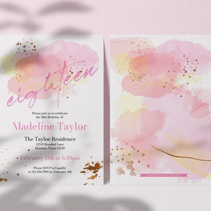 18th birthday invitation, teen girl birthday invite, 18th birthday invitation teen girl, teen birthday invite, eighteenth birthday invite image 2