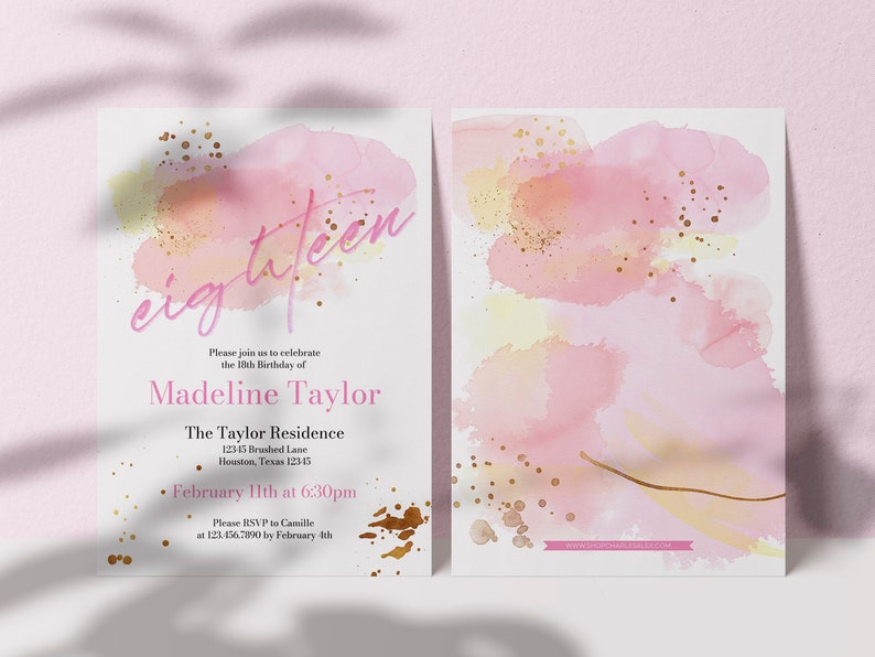 18th birthday invitation, teen girl birthday invite, 18th birthday invitation teen girl, teen birthday invite, eighteenth birthday invite image 2