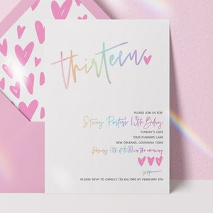 13th birthday invitation teen girl birthday invitation birthday invitation teen girl teen birthday invitation thirteenth birthday invite