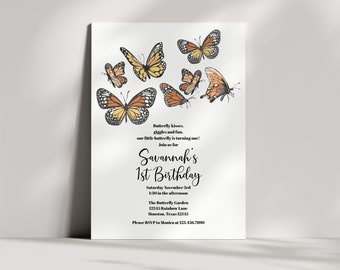 Monarch Butterfly Invitation | Butterfly Invitation | Butterfly Party Printable