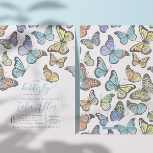 editable butterfly baby shower invitation, baby shower invitation girl butterfly, butterfly baby shower digital invitation, editable baby image 2