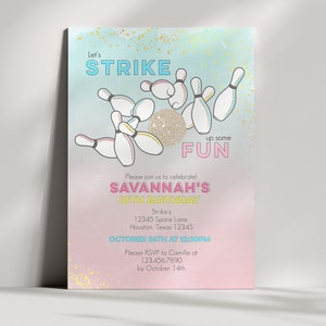 bowling party invitation bowling birthday invitation bowling birthday party invitation bowling invitation girls bowling party download