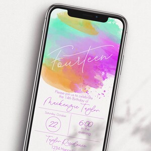 textable 14th birthday invitation teen girl birthday phone invitation birthday invitation teen girl teen birthday invitation fourteenth