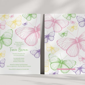 printable butterfly party invitation, butterfly birthday invitation, butterfly invitation, birthday invitation, baby shower image 2