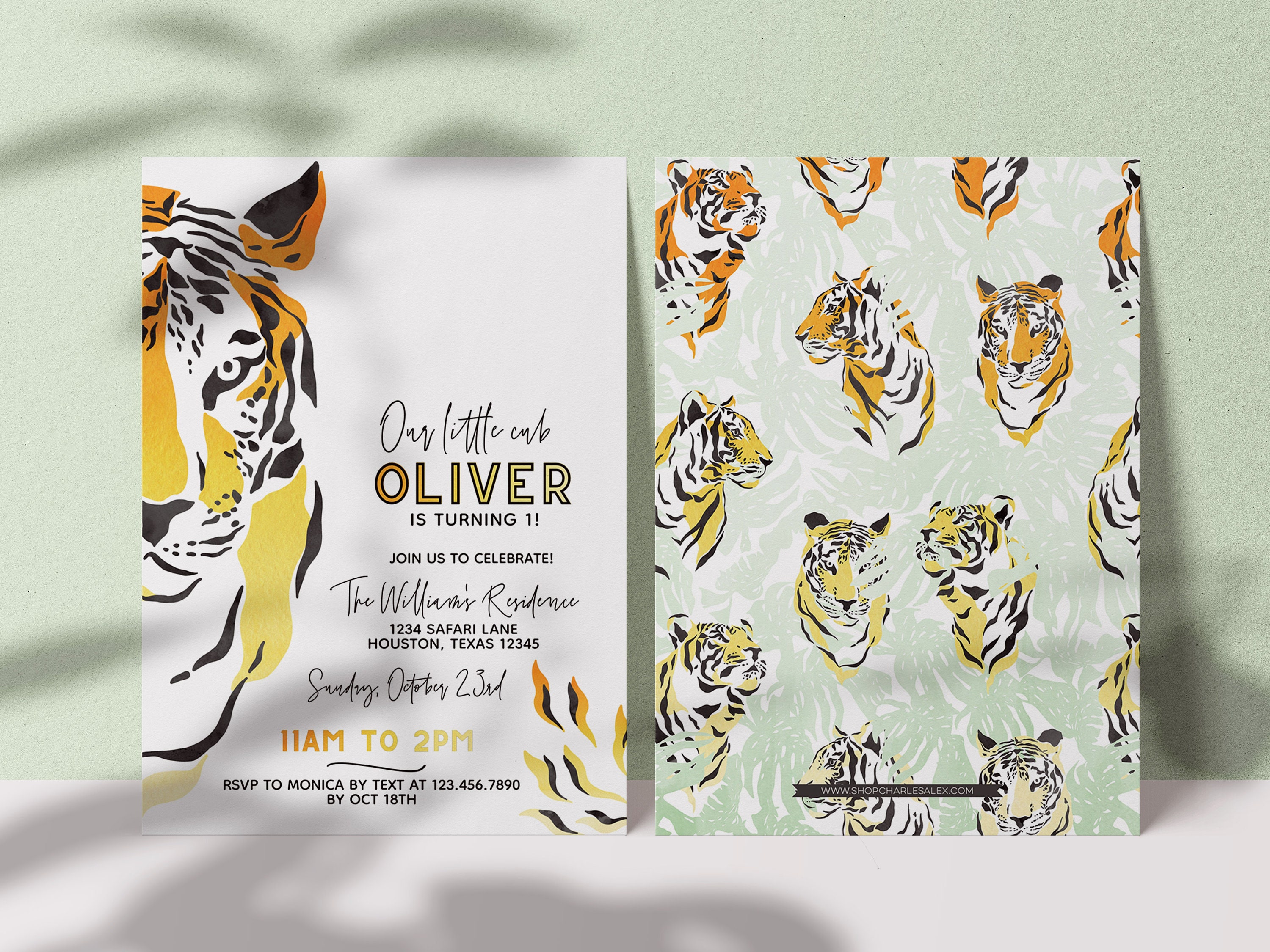 Little Tiger Birthday Invitation, Tiger Theme Birthday Invitation