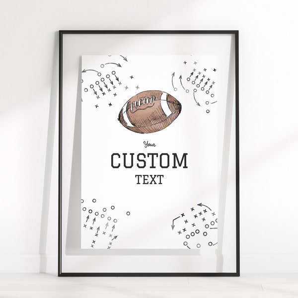 editable football sign custom text, football birthday sign, football birthday party, football digital download sign, game time sign