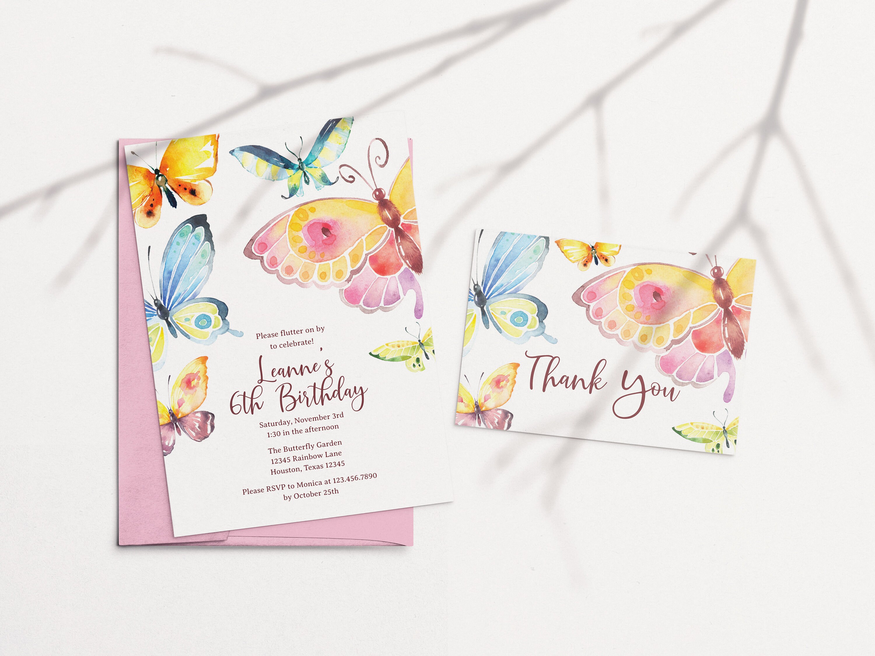 Printable Butterfly Party Invitation, Butterfly Birthday Invitation ...
