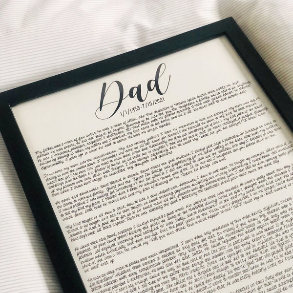 ON SALE! Custom Framed Written Letters, Wedding Vows, Speech, Anniversary, Eulogy, Made to Order