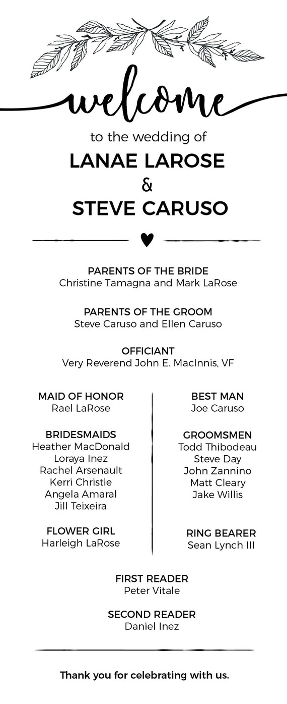 Custom Wedding Programs Custom Made To Order Wedding Etsy