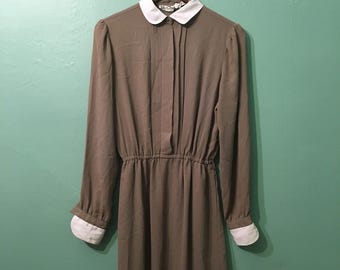 Dolly Dress-80s Taupe Secretary dress