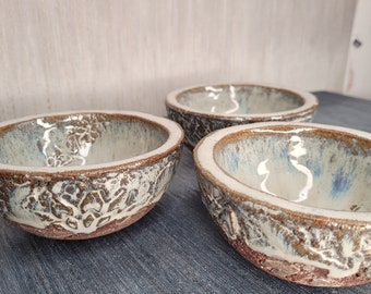 Small crackle shell bowl fine edges.  Handmade here in Ireland.  Each one unique with its own markings