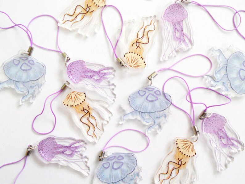 Jellyfish Phone/zip/key Charm Etsy UK