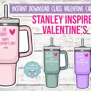 DIRECTE DOWNLOAD Stanley Inspired Valentine, Kids Valentine, Kids Valentine, School Valentine, Class Valentine Card, Non Candy Valentine