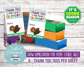 Girl Scout Cookie Thank You Tags: Printable Note Cards (Digital Download)