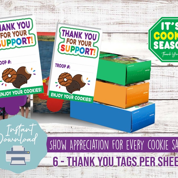 Girl Scout Cookies, Girl Scout, Girl Scout Cookie Thank You, GS Cookie, Cookie Thank You, Daisies, Brownies, Instant Download