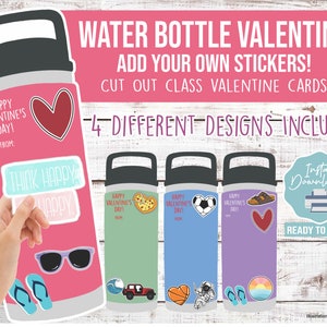 TÉLÉCHARGEMENT IMMÉDIAT Sticker bouteille d'eau enfants Saint-Valentin imprimable, Saint-Valentin enfants, Saint-Valentin scolaire, carte Saint-Valentin classe, Saint-Valentin sans bonbons