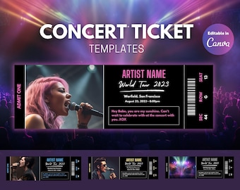 Editable Concert Ticket for Canva Template Printable Event Ticket Custom Rock Concert Invitation, Digital Download Ticket