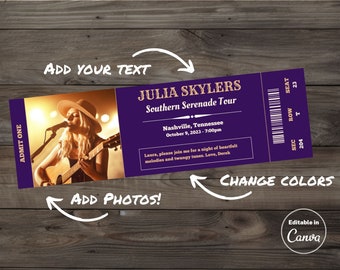 Editable Concert Ticket Template: Personalized Music Event Keepsake (Digital Download)