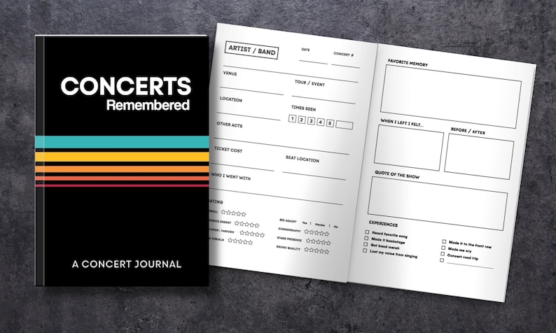 Concert Journal | Track Favorite Concerts | Music Diary and Logbook (Paperback)