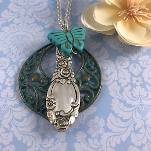 Silverware jewelry Spoon jewelry Spoon necklace Butterfly pendant Boho pendant Antique spoon pendant Gift for her Gift for mom Mother&#39;s Day