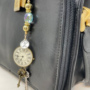 Personalized hostess gift Teacher gift Gift for her under 25 Purse charm Bag charm Backpack charm Bohemian gift for friend Key and clock image 10