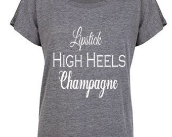 Lipstick High Heels Champagne Dolman Top